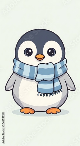 Cute cartoon polar bear character wearing a blue scarf.