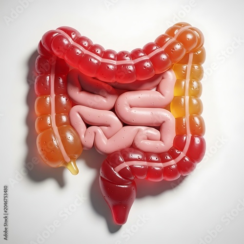 Colorful twisted candy ropes in red and orange shades.