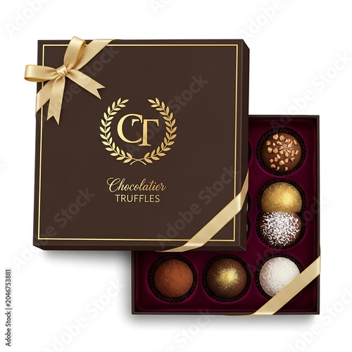 Chocolate truffles gift box with assorted flavors.