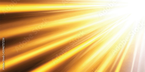 Billede på lærred Golden yellow sunlight rays emanating from top right corner with sunlight abstra