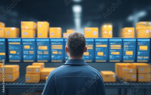 Person Reviewing Digital Delivery Confirmations on Warehouse Wall