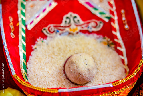 Bild auf Leinwand Indian Hindu traditional wedding ceremony ritual items close up