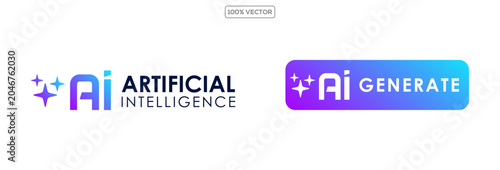set of Artificial intelligence stars app logo colorful. Create generate prompt ai application symbol collection template illustration