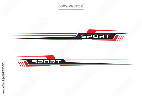 set of Side car body vector stripes decal. Vehicle vector decal stripes for the both parts. vector illustration element pack