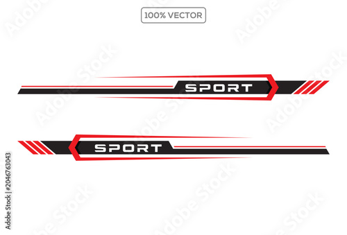 Side car body vector stripes decal. Vehicle vector decal stripes for the both parts. vector