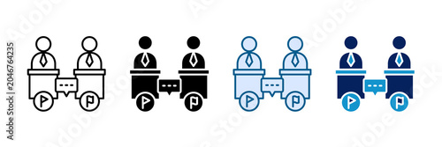 Bild auf Leinwand Bilateral Meeting Icon Set Multiple Style Collection