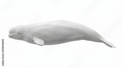 A Beluga Whale swimming gracefully in the clear ocean water, a majestic marine mammal known for its distinctive white color and bulbous head