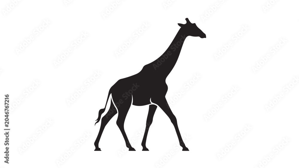 Fototapeta premium Giraffe Silhouette Walking For Wildlife Concepts
