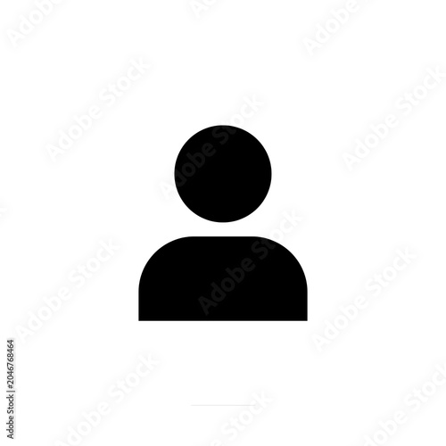 A minimalist solid black silhouette of a person with squared shoulders commonly used as a user profile or account avatar icon.