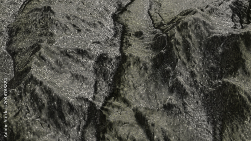 Naklejka premium Rugged Dark Stone Surface Texture 3d render.