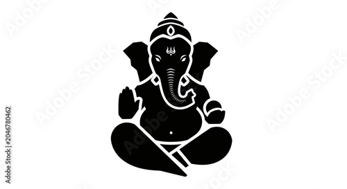 Obraz na plátně Ganesha deity sitting in a traditional posture embodies the profound spiritual heritage and cultural significance of ancient religious traditions within the context of eastern historical studies