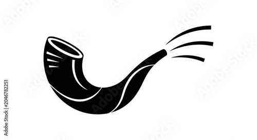 Tableau sur toile Shofar horn icon represents the ancient ritual instrument used during Jewish High Holy Days such as Rosh Hashanah and Yom Kippur to announce spiritual reflection and repentance in a religious context