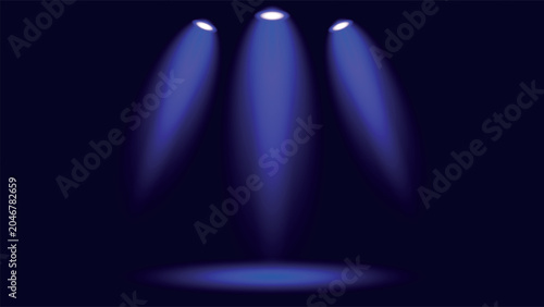 Obraz na płótnie Blue spotlights on dark background