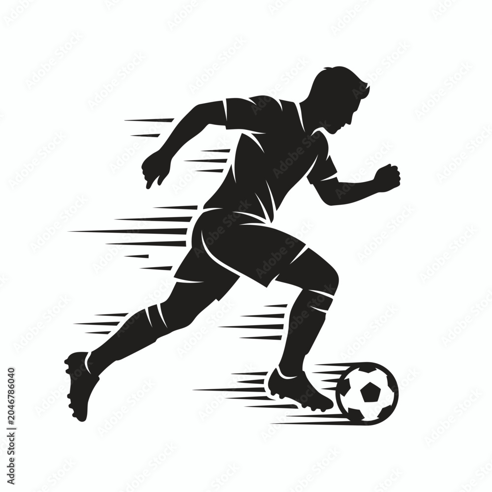 Fototapeta premium Dynamic Soccer Player Silhouette Running with Ball