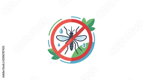 Tableau sur toile Anti Mosquito Protection Icon with Warning Sign