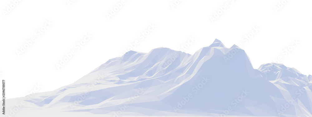 Fototapeta premium Low polygon ice mountain. Blue and white terrain