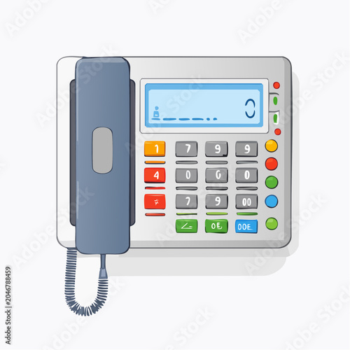Modern Office Telephone with Digital Display and Keypad