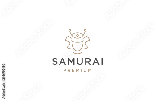 Head samurai logo design template flat vector