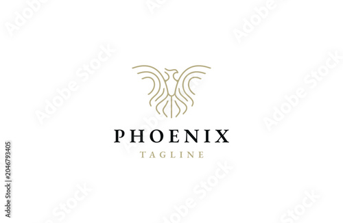 Phoenix logo design template flat vector
