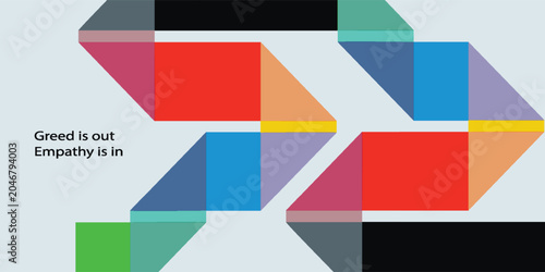 Obraz na płótnie Abstract colorful arrows symbolizing empathy overcoming greed with motivational text