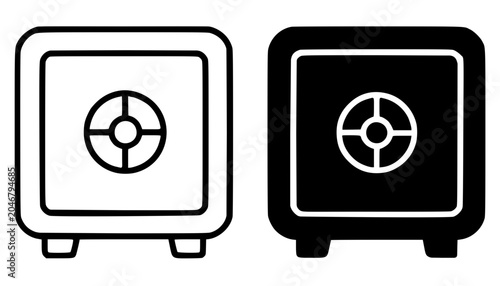 Canvastavla Safe illustration, minimalist outline and silhouette icon for business or financ