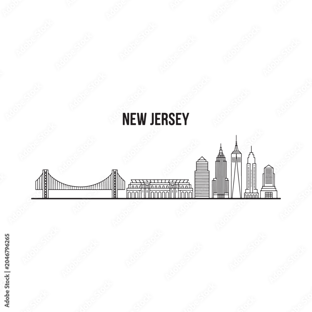 Obraz premium new jersey skyline line art cityscape architecture