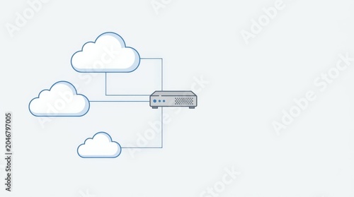 Cloud Computing and Networking Device Flat Design Illustration