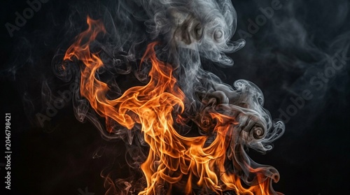 Fire and smoke background, dramatic flame texture, powerful energy concept, abstract burning backdrop
