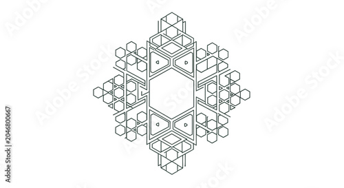 Foto Geometric snowflake pattern, intricate symmetrical design, abstract fractal art