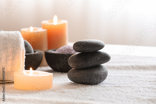 Spa stones with sea salt, t...