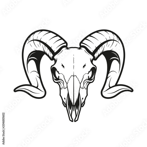 Minimalist Ram Skull Head Silhouette Vector