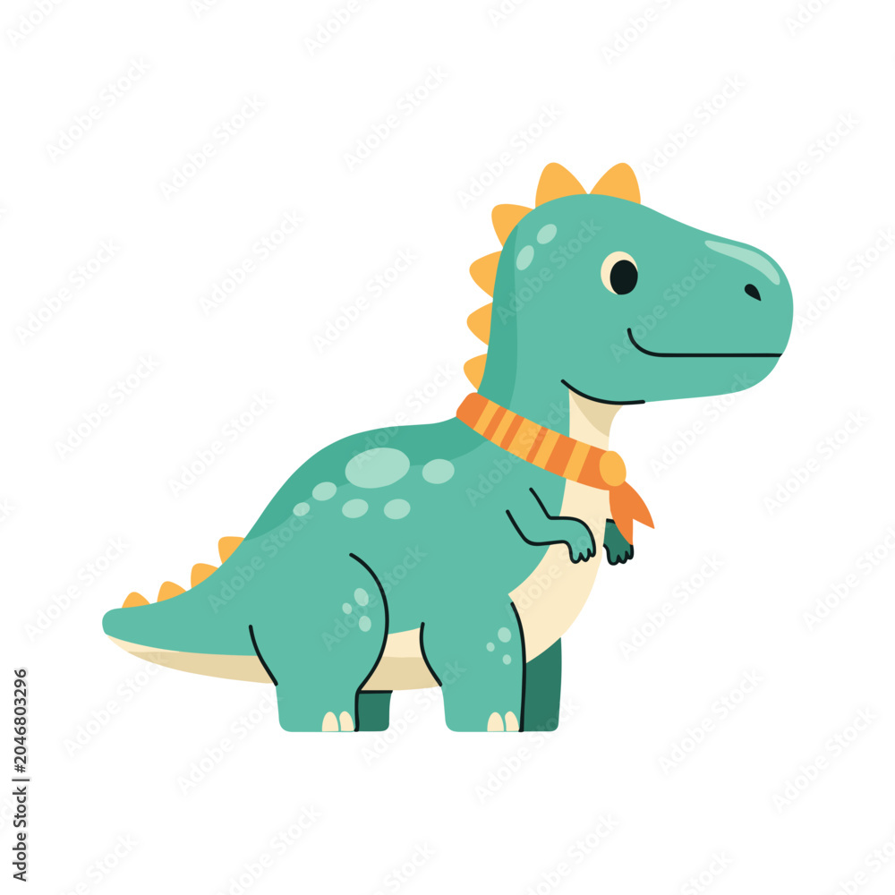 Naklejka premium Friendly Blue Spotted Dinosaur Cartoon Illustration