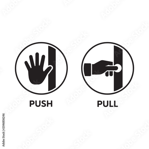 Quadro em tela push pull icons on white background hand