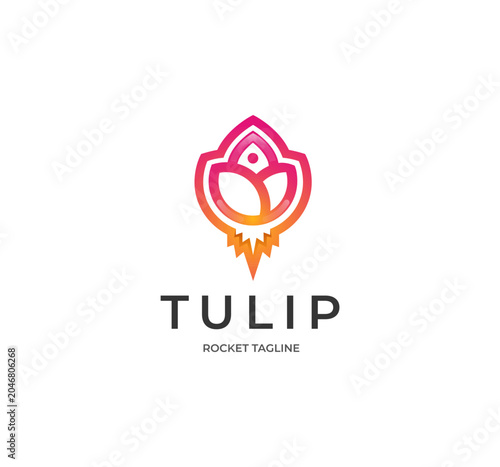 Photos Tulip Rocket Logo Design - Professional Flower Launch or Startup Logo Design