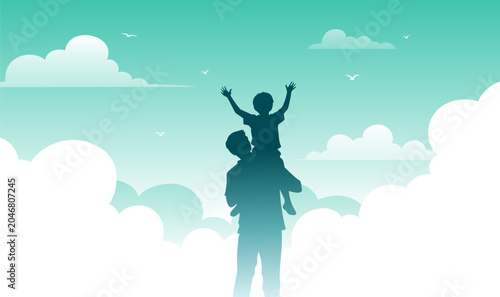Father and Child Warm Family Moment Silhouette Illustration