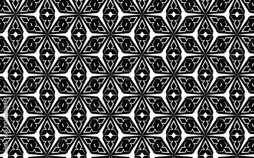 Seamless Black and White Geometric Ornamental Pattern Background