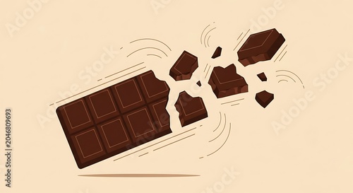 Chocolate bar and cocoa beans on white background.