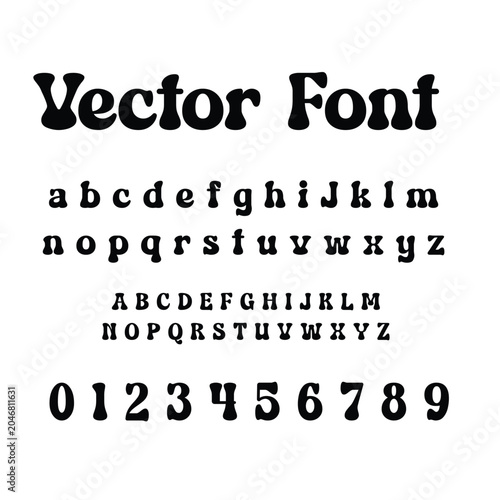 Funky Bubble Letter Font and Numbers Vector Design