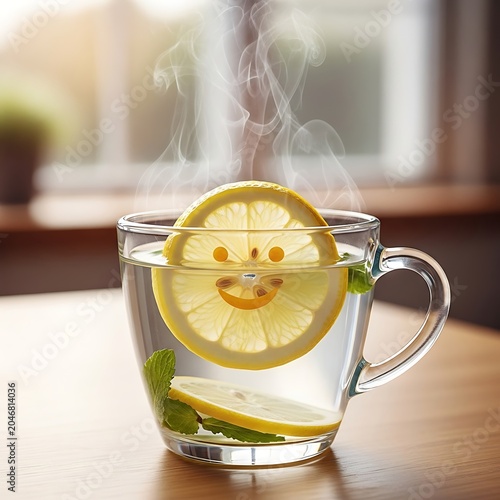 Refreshing lemonade with mint and ice in glass.