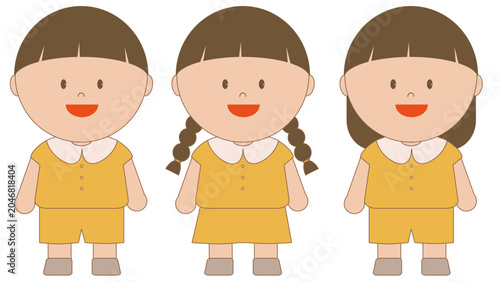 Adorable chibi student boy and girl graphic elements in school wear