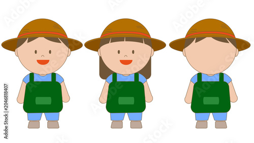 Cute kids career character vector set wearing aprons for role play