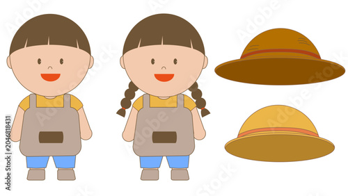 Cute kids career character vector set wearing aprons for role play