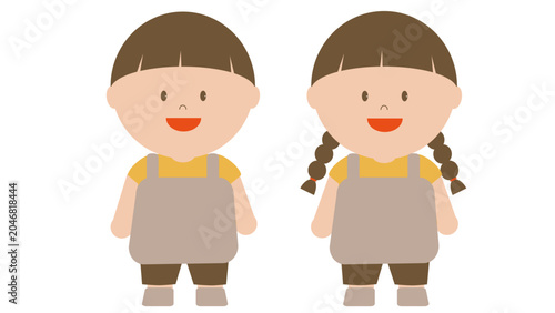 Cute kids career character vector set wearing aprons for role play
