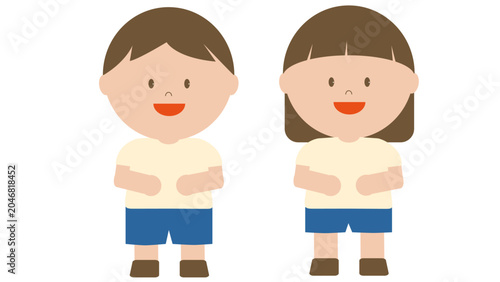 Adorable chibi student boy and girl graphic elements in school wear