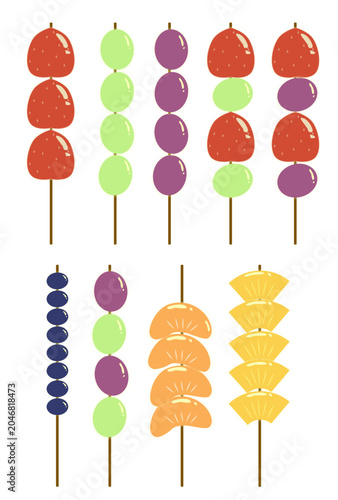 Sweet strawberry grape mandarin orange tanghulu graphic elements
