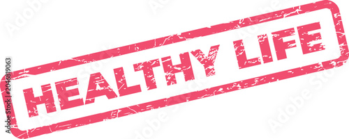 Принти на полотні Red grunge rubber stamp showing the text Healthy Life on a clean white surface