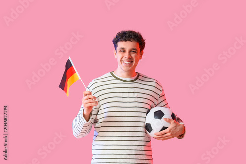 Male football fan with socc...