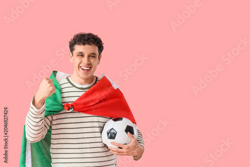 Male football fan with socc...