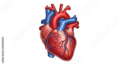 Vibrant red heart with blue energy lines symbolizing love.