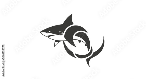 Bilde på lerret Tribal Shark Tattoo Design, Vector Art, Marine Predator Silhouette